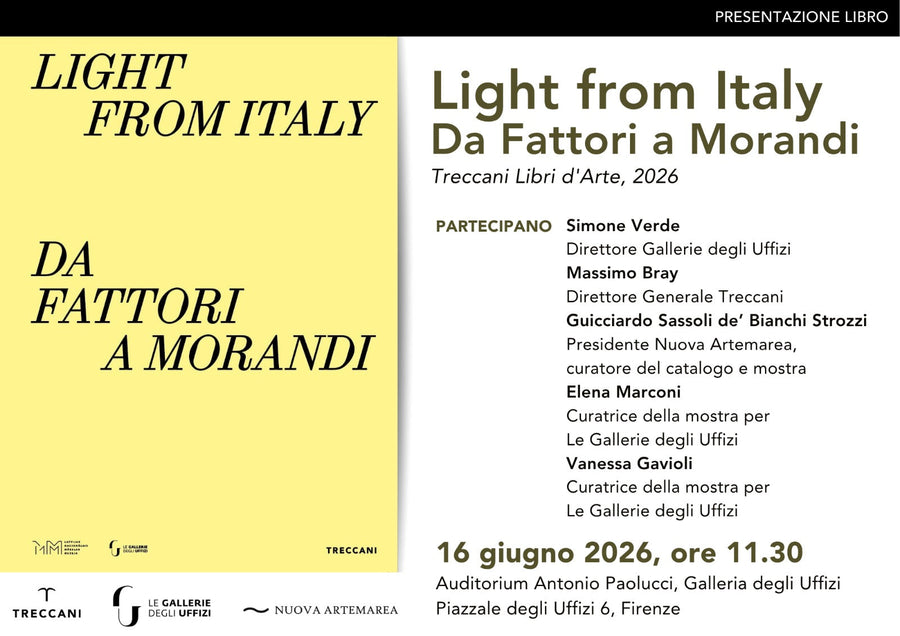 Locandina della presentazione del catalogo «Light from Italy. Da Fattori a Morandi» agli Uffizi