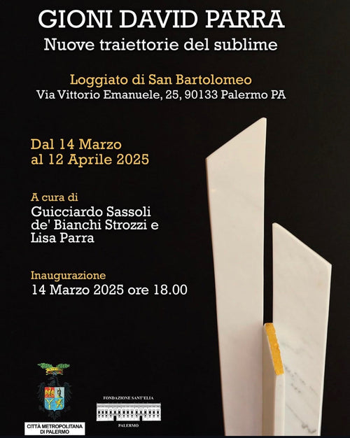 Locandina della mostra «Nuove traiettorie del sublime» di Gioni David Parra