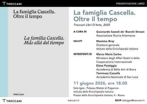 Locandina della presentazione del catalogo «La Famiglia Cascella. Oltre il tempo» in sede Treccani