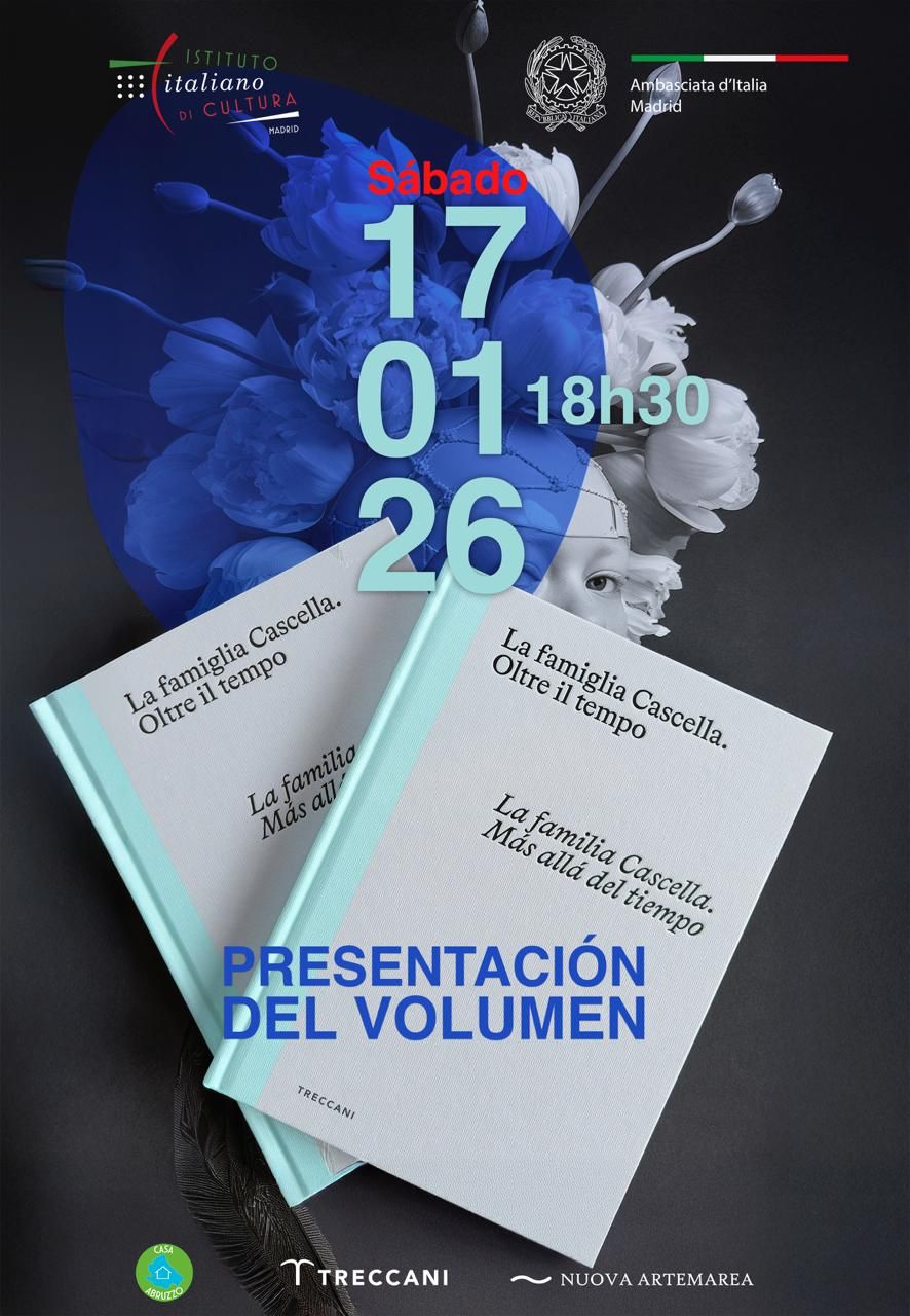 Locandina della presentazione del catalogo «La famiglia Cascella. Oltre il tempo» a Madrid