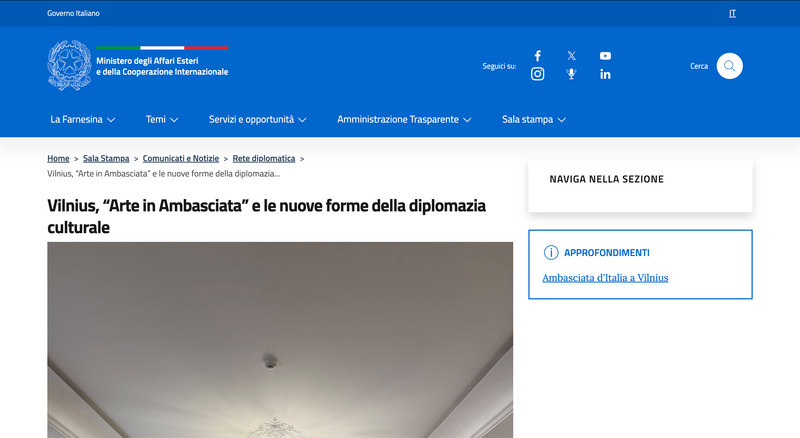 Vilnius, “Arte in Ambasciata” e le nuove forme della diplomazia culturale