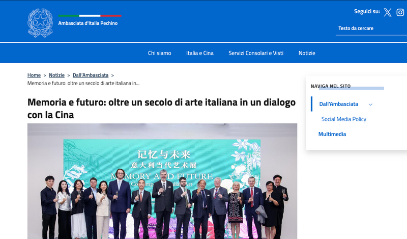 Memoria e futuro: oltre un secolo di arte italiana in un dialogo con la Cina